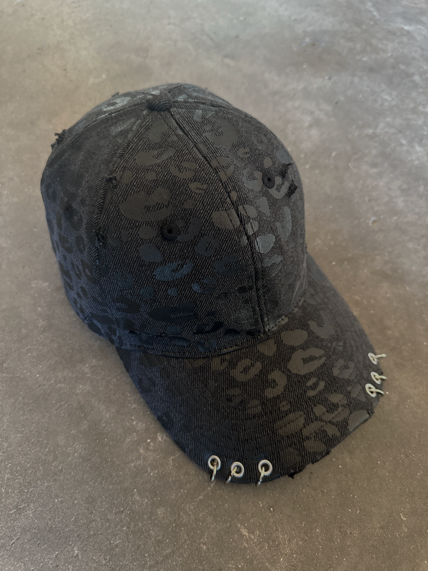 Pierced Leopard Print Hat