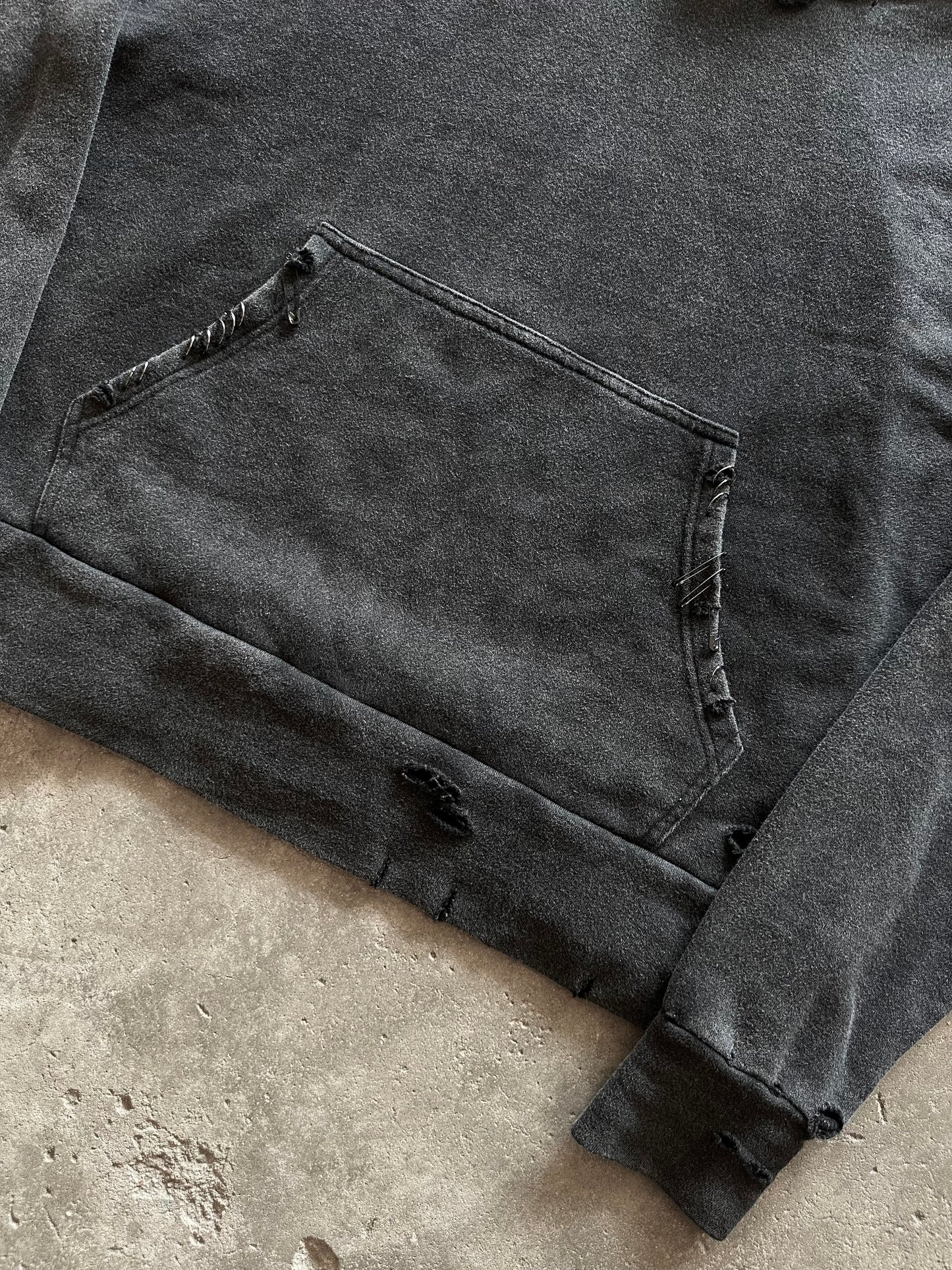 PIERCED DISTRESSED HOODIE