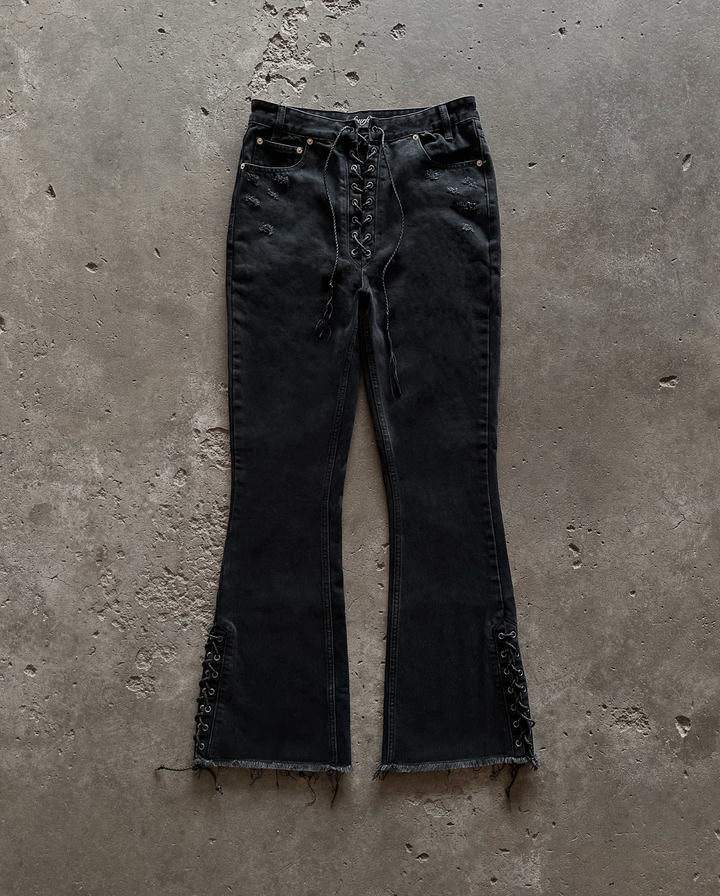 'Onyx' Laced Flared Denim