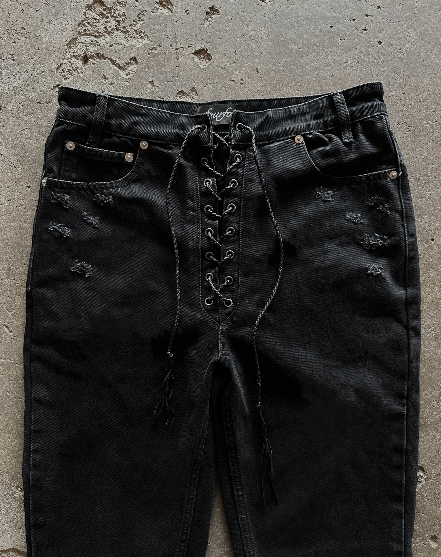 'Onyx' Laced Flared Denim